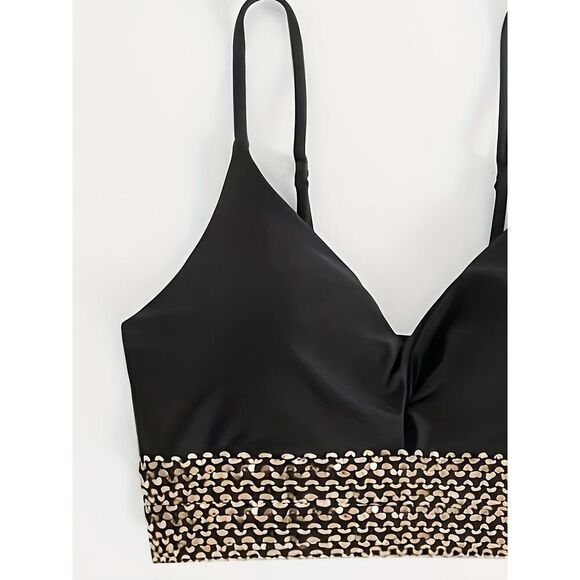 Black Sequin Bikini for Women | High Waist, Sexy, Elegant Swimwear - Picture 6 of 7